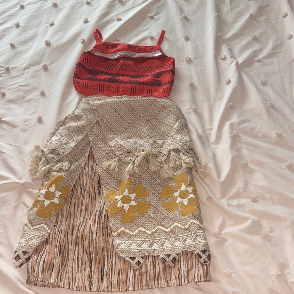 Moana Red and Beige Patterned Two-Piece Outfit